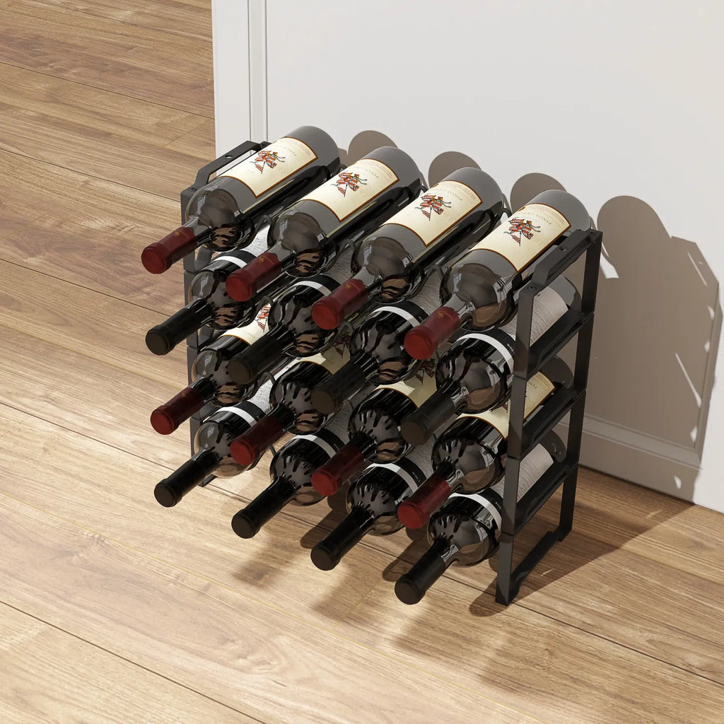 HOMCOM Weinregal Flaschenregal 16 Flaschen stapelbar wellenförmig