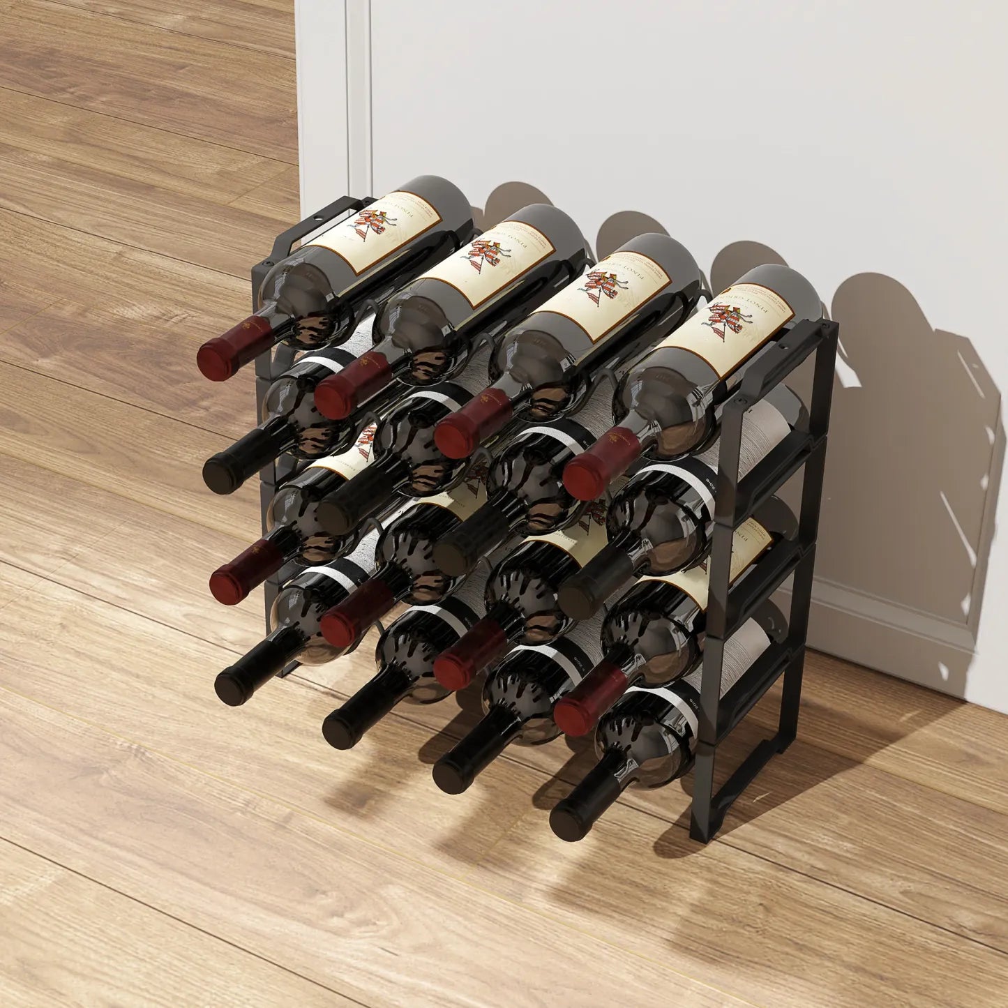 HOMCOM Weinregal Flaschenregal 16 Flaschen stapelbar wellenförmig