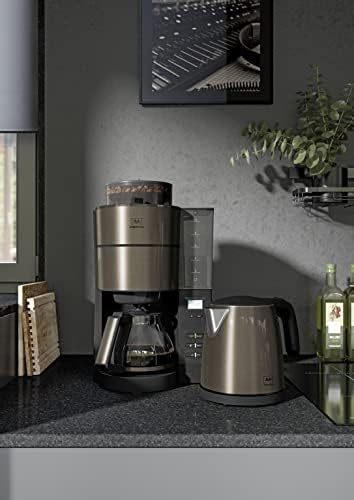 Melitta AromaFresh - Filterkaffeemaschine - mit Glaskanne - integriertes Mahlwerk - Timer Funktion - 10 Tassen - Pure Black