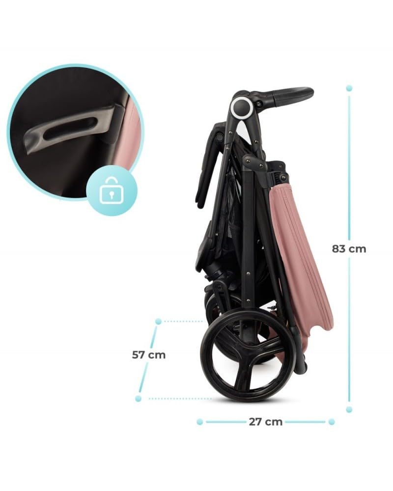 Kinderkraft GRANDE PLUS Kinderkraft buggy von Geburt bis 22 kg, Zusammenklappen mit einer Hand, Liegeposition, großes Verdeck mit Fenster, alle 4 Räder gedämpft, geräumige Sitz, Grau