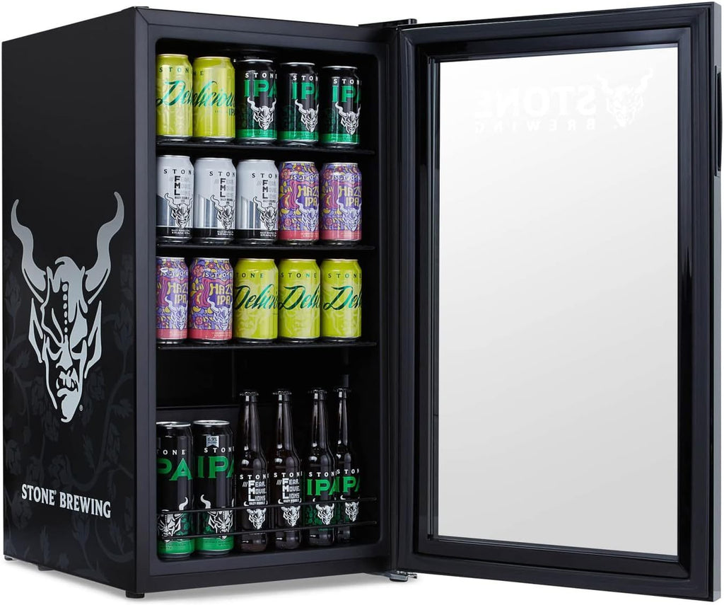 Getränkekühlschrank | Freistehender Kühlschrank für 126 Dosen mit Glastür mit Scharnier rechts | Mini-Getränkekühlschrank, perfekt für Bier, Wein, Limonade und kühlere Getränke