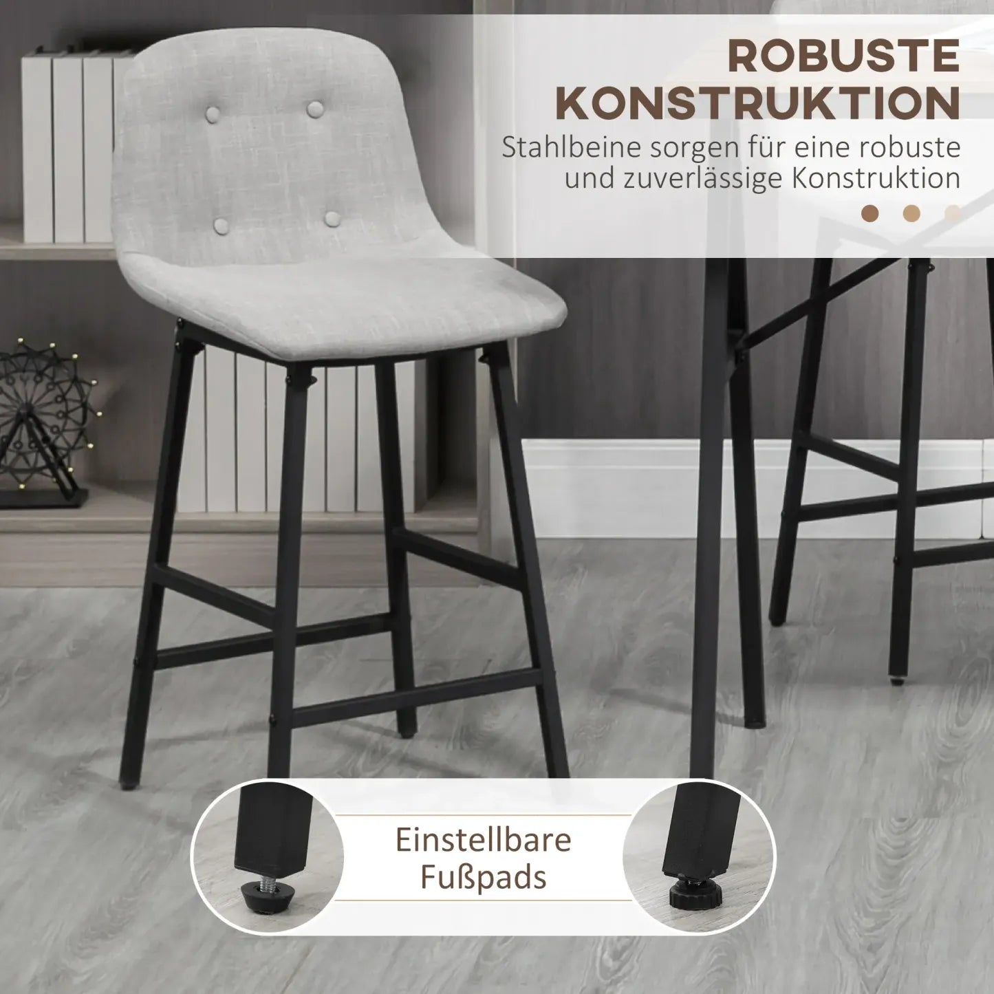 HOMCOM Bartisch-Set 5-tlg. mit Barhockern viel Platz hoher Sitzkomfort