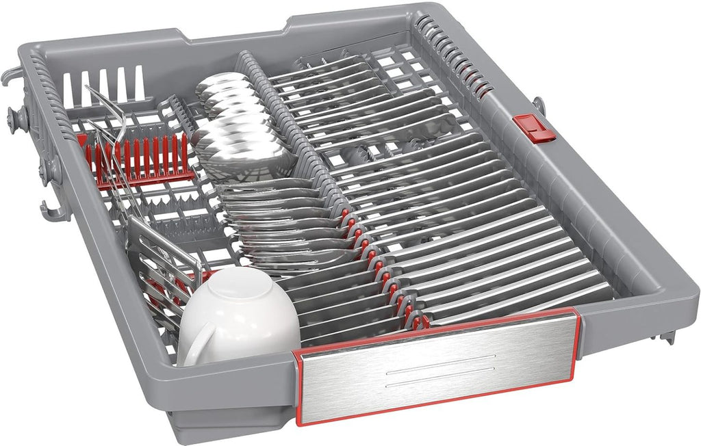 Bosch SPV2IKX10E Serie 2 Smarter Geschirrspüler vollintegriert, 45 cm breit, Besteckkorb, Extra Trocknen auf Knopfdruck, InfoLight roter Lichtpunkt am Boden, AquaStop Schutz gegen Wasserschäden, Weiß