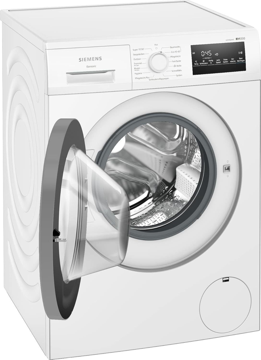 Siemens WM14N223 Waschmaschine iQ300, Frontlader mit 7kg Fassungsvermgen, 1400 UpM, speedPack L, LED-Display,Outdoor-Programm, Wei, 60cm
