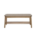 Table basse en bois naturel avec tissage en rotin