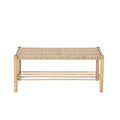 Banquette en osier avec structure en bois naturel - couleur beige clair