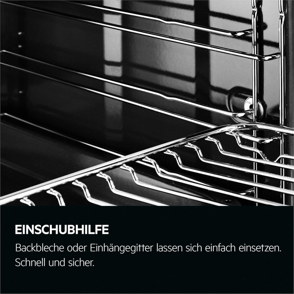 AEG Einbaubackofen – Serie 5 Ringheißluft: Gleichmäßige Garergebnisse auf 3 Ebenen – Pyrolyse Selbstreinigung – 25 Automatikprogramme – LED-Touchdisplay – Schnellaufheizung – Schwarz – BPE53516AB