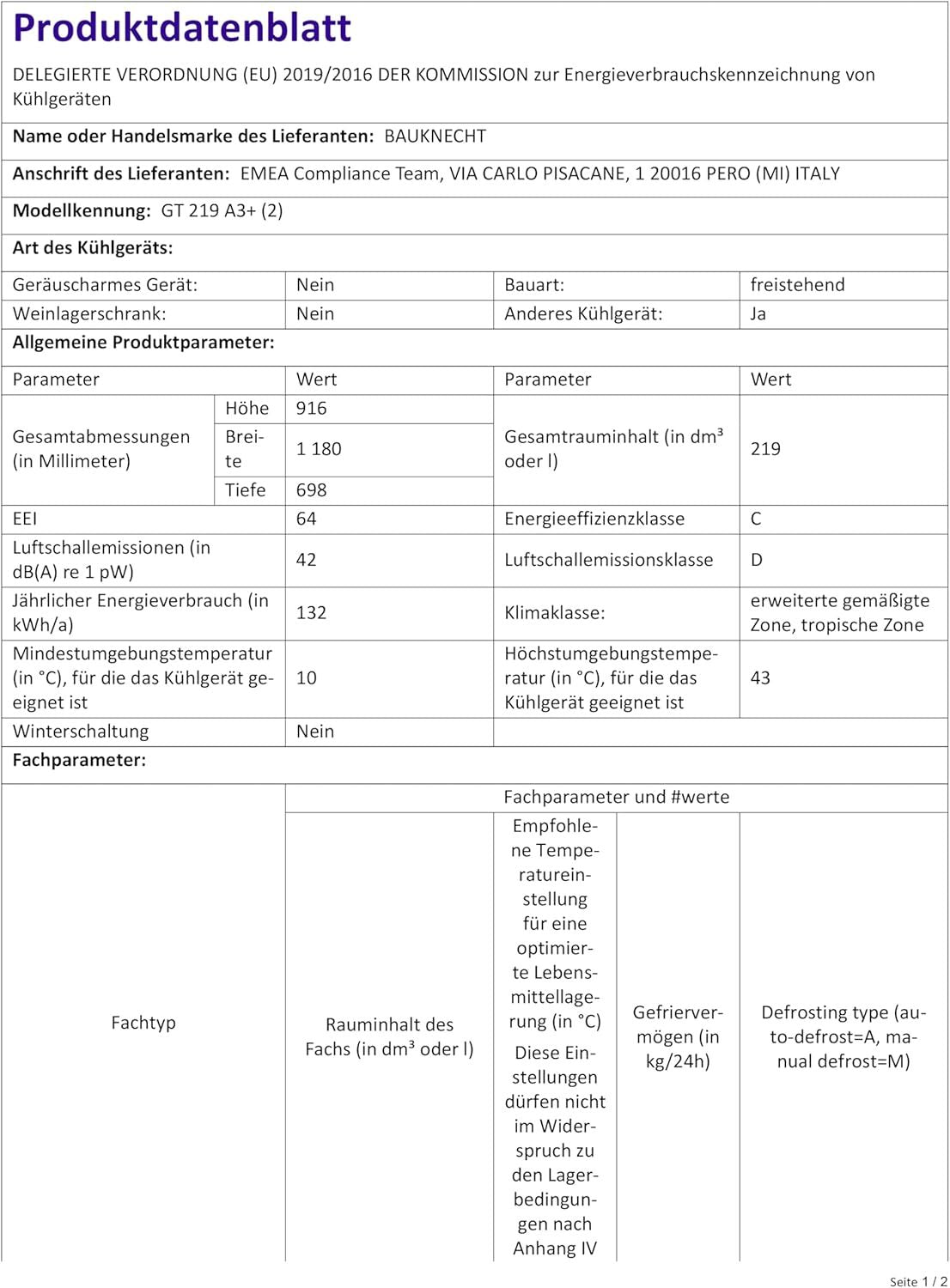 Bauknecht GT 219 A3+ Gefriertruhe/ Gefrieren: 215 L/ Supergefrieren/ SapceMax/ Innenbeleuchtung/ ECO Energiesparen/ Kindersicherung