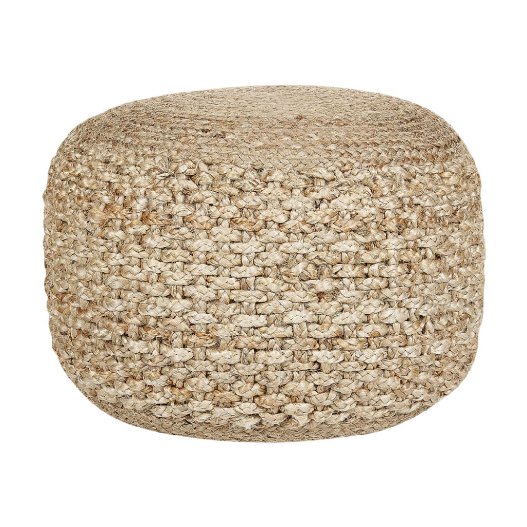 Pouf tissé en jute naturel - Élément décoratif chaleureux pour votre intérieur.