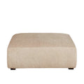 Pouf carré en tissu beige, design moderne et épuré.