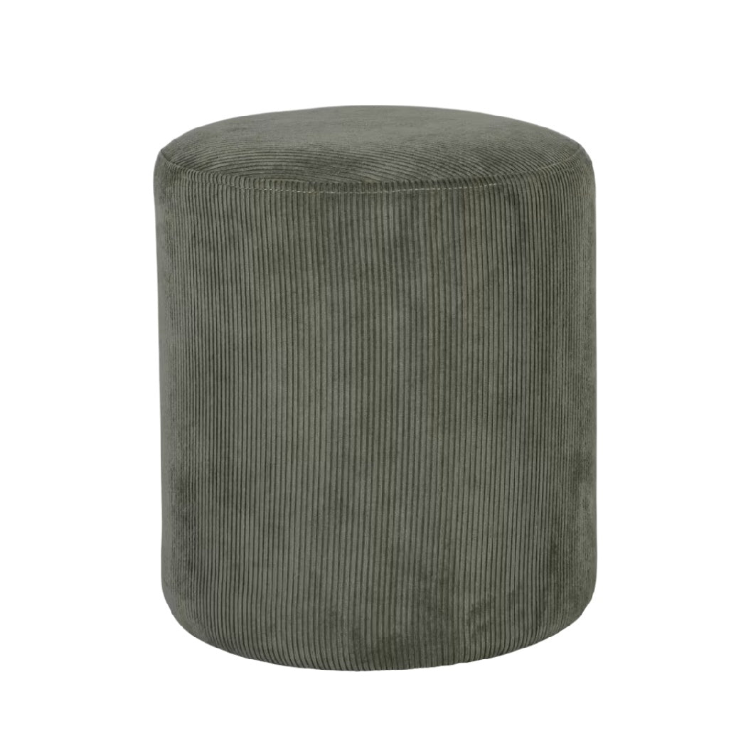 Pouf en velours côtelé vert olive