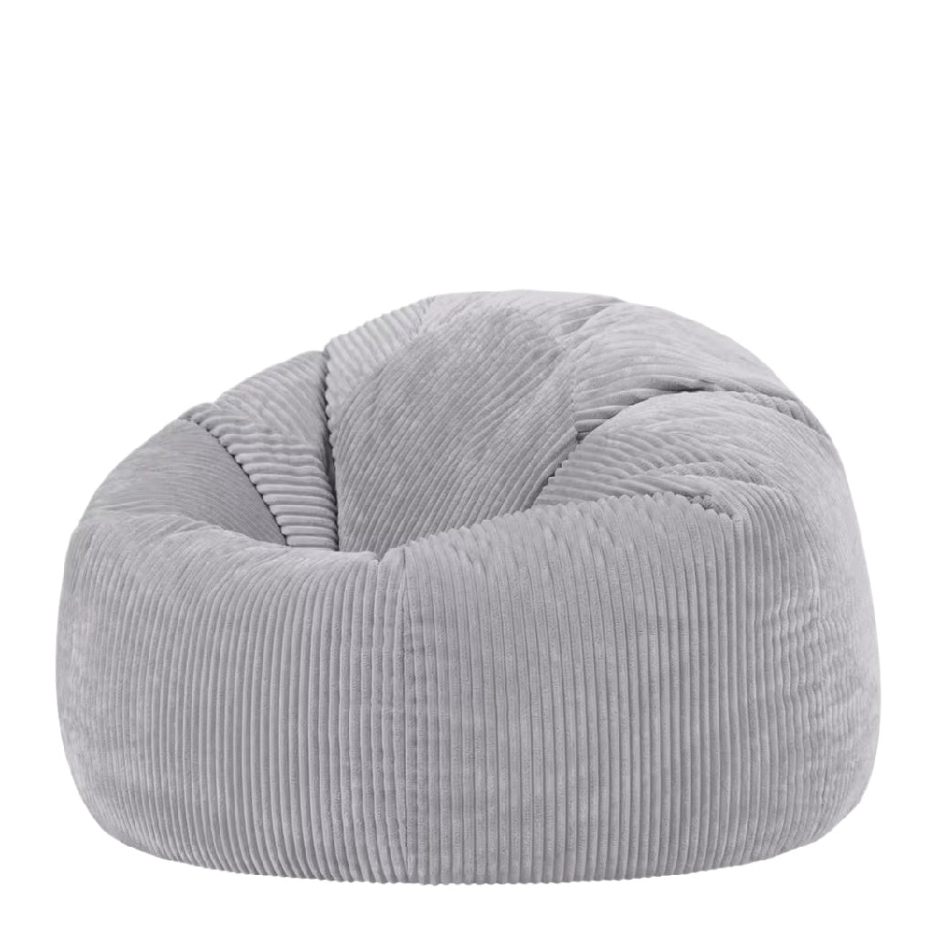 Pouf en velours côtelé gris confortable et moderne