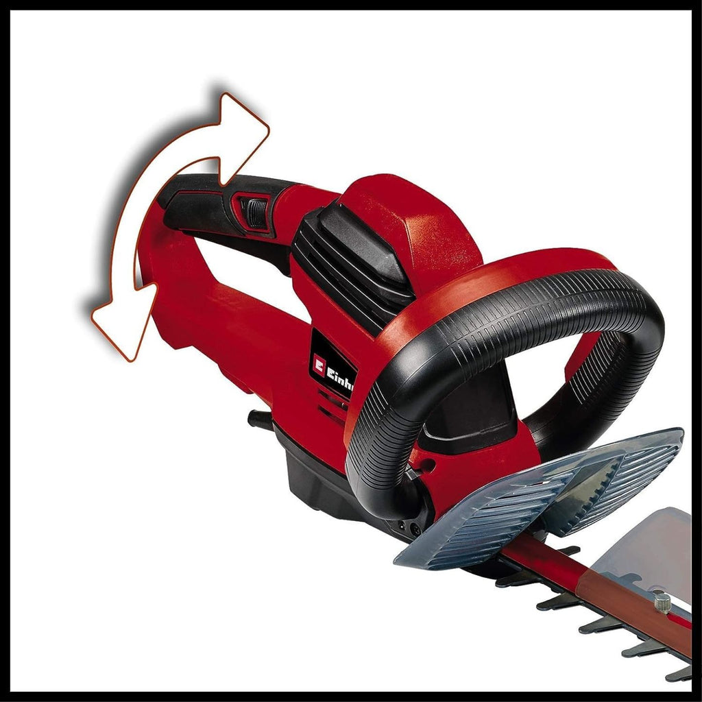 Einhell Elektro-Heckenschere GE-EH 7067 (700 W, Messer aus  geschnittenem u. diamantgeschliffenem Stahl, Metallgetriebe, Stoschutz, inkl. Kcher)