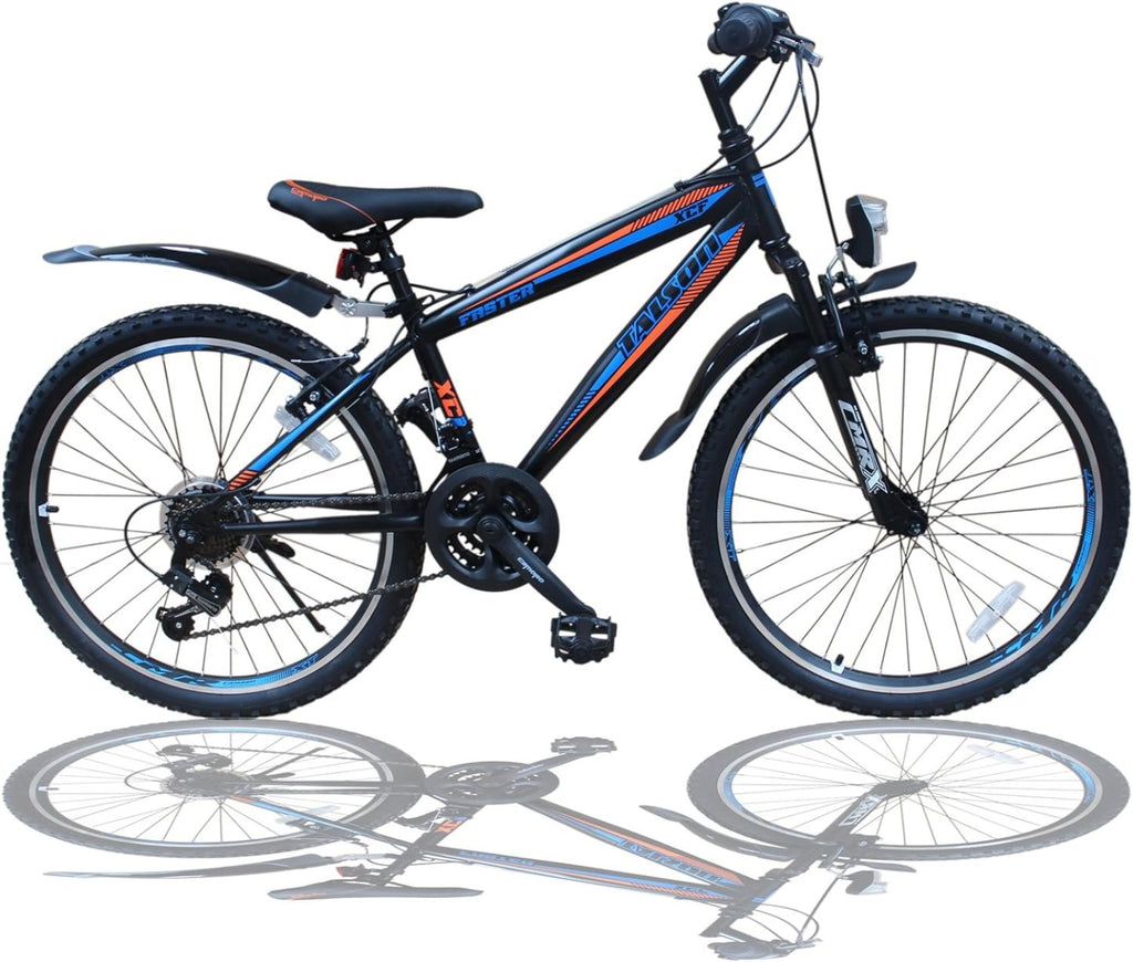Talson 24 Zoll Mountainbike Fahrrad MIT GABELFEDERUNG & Beleuchtung 21-Gang Faster BBO