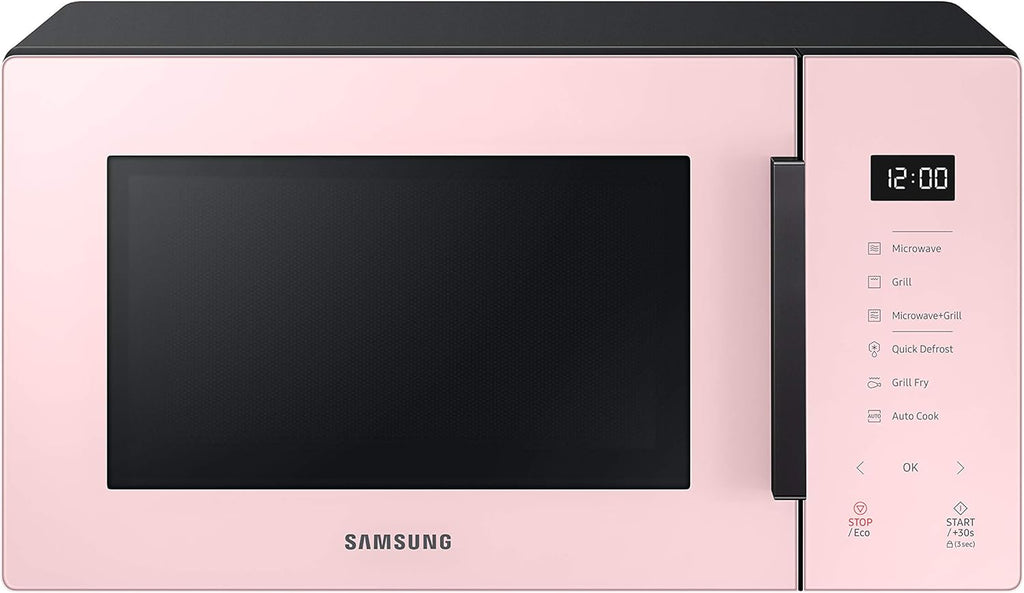 Samsung Tisch-Mikrowelle Glas Design MG23T5018CP/ET, knuspriges Kochen, AirFry, Mikrowelle + Grill 800 W + 1100 W, 23 l, 49 x 27,5 x 38 cm, Puder