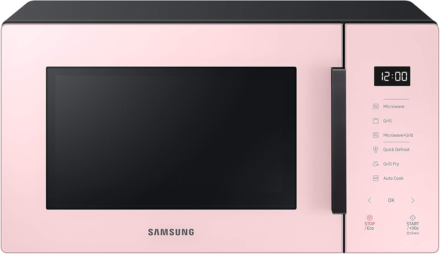 Samsung Tisch-Mikrowelle Glas Design MG23T5018CP/ET, knuspriges Kochen, AirFry, Mikrowelle + Grill 800 W + 1100 W, 23 l, 49 x 27,5 x 38 cm, Puder