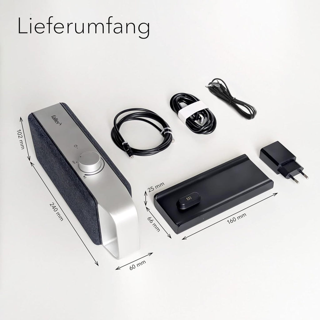 faller Oskar TV Lautsprecher/Soundbar mit Clear Voice (tragbar, kabellos, einfache Bedienung, Aluminiumgehäuse)