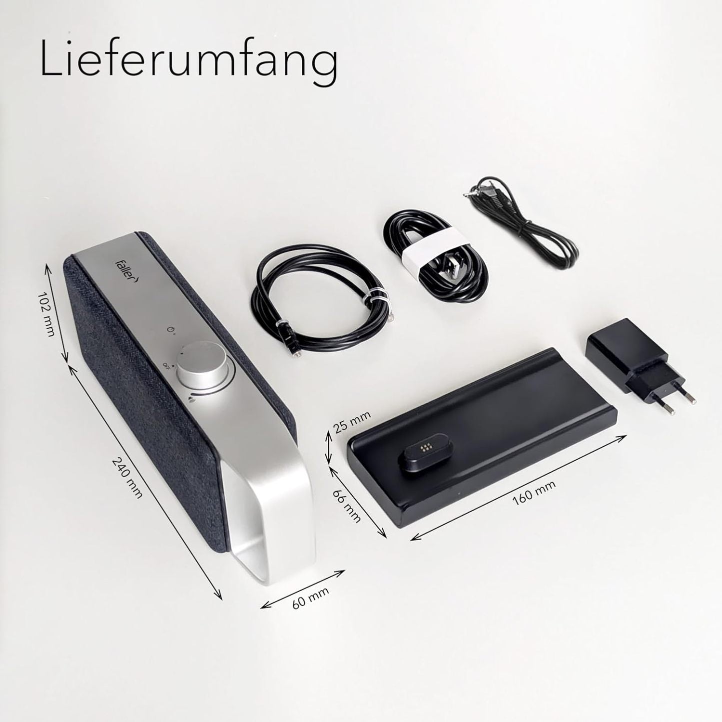 faller Oskar TV Lautsprecher/Soundbar mit Clear Voice (tragbar, kabellos, einfache Bedienung, Aluminiumgehäuse)