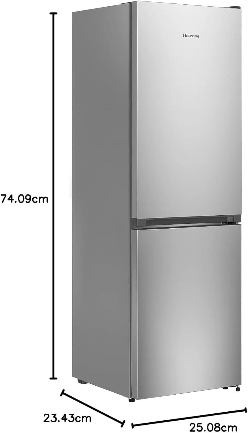 Hisense RB327N4AD2 Kühl-Gefrierkombination/ NoFrostPlus/ Multiflow 360°/ HolidayMode/ FreshZone/ 182,4 cm/ Kühlteil 171 l/ Gefrierteil 85 l/ 41 dB/ 287 kWh/ Jahr/ Edelstahl-Look