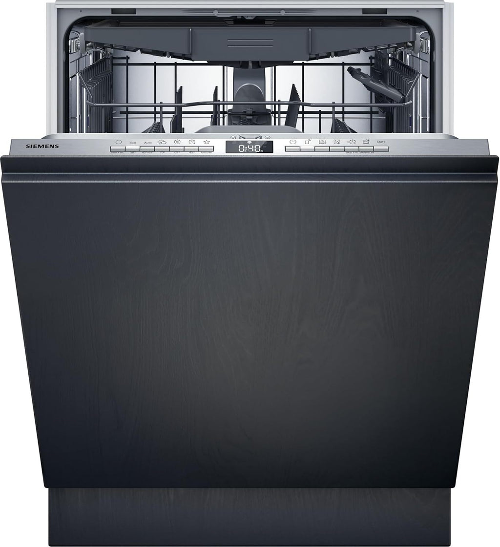 Siemens SN43ES14VE, iQ300 Smarter Geschirrspüler, Unterbau-Spülmaschine mit Besteckschublade, 60 cm, automatische Türöffnung dank autoOpen dry, besonders leise mit iQdrive-Motor, aquaStop, Edelstahl