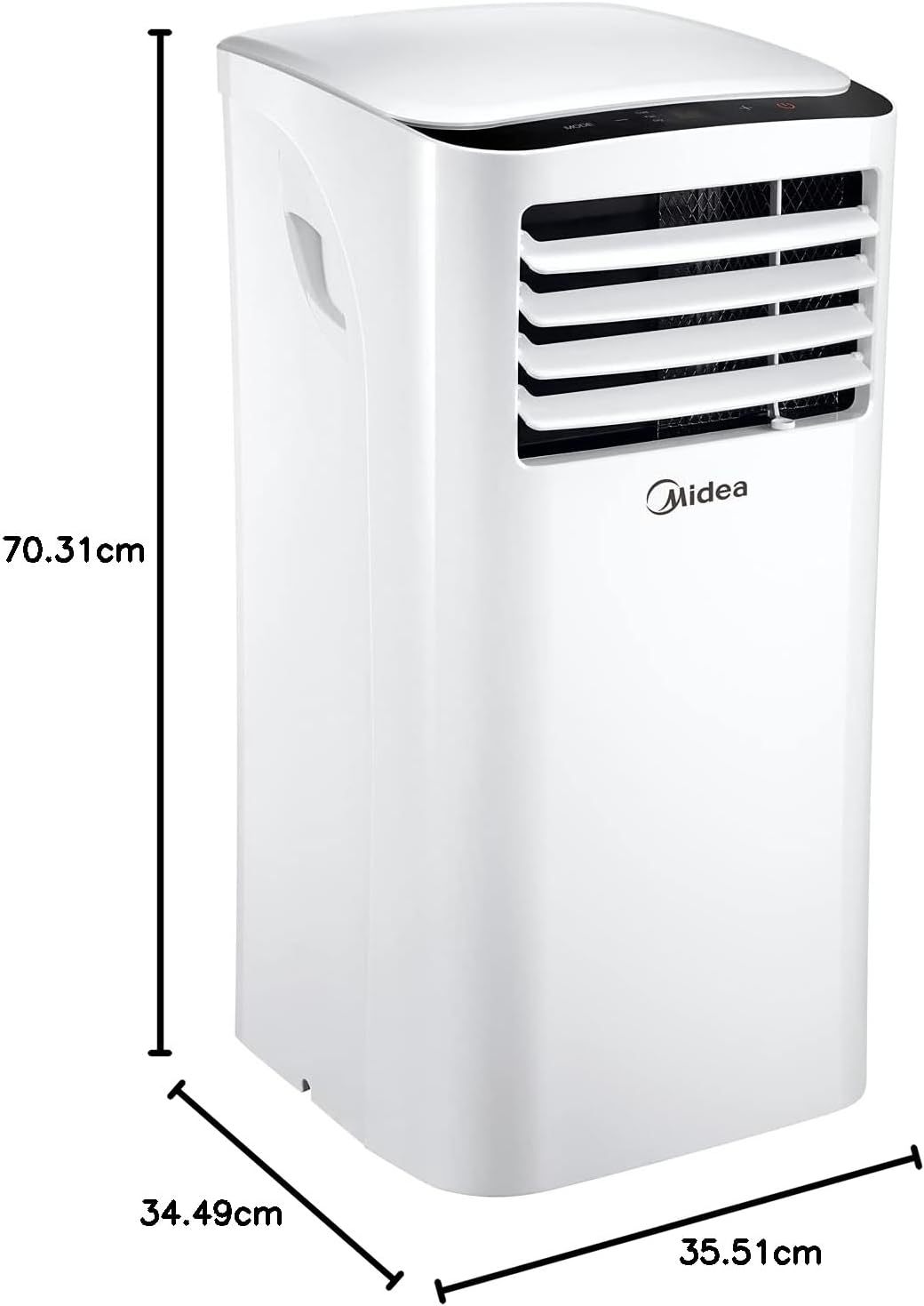 Midea Mobiles Klimagerät MPD-12CRN7, 12000 BTU 3,5kW, Kühlen&Ventilieren&Entfeuchten, Raumgröße bis 117m³(43㎡), Mobile Klimaanlage mit Abluftschlauch