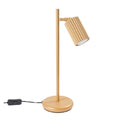 Lampe moderne en métal jaune avec abat-jour à stries.