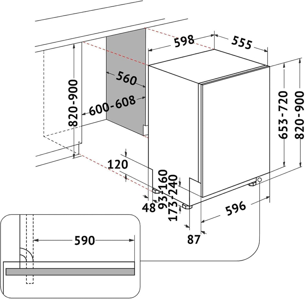 Bauknecht B2I HD526 A Vollintegrierbarer Geschirrspüler/60 CM/Hygiene-Programm/Vollwasserschutz/Startzeitvorwahl/ Selbstreinigungsprogramm