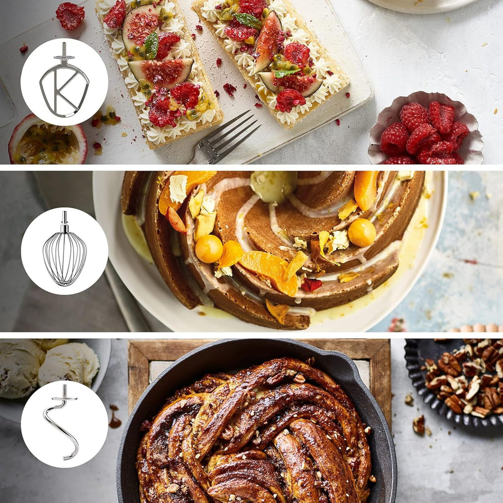 Kenwood Titanium Chef Baker KVL85.424SI Küchenmaschine mit integrierter Waage, inkl. 4-teiligem Patisserie-Set, 7 L und 5L Rührschüssel, stufenloser Geschwindigkeitsregler, 1200 W, Silber