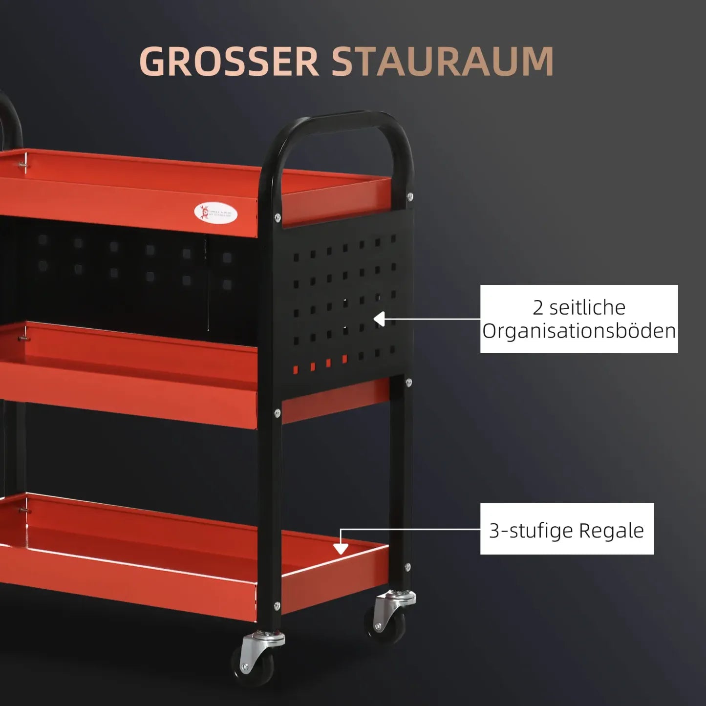 Durhand Werkzeugwagen mit Rollen und Lochwand Stahl