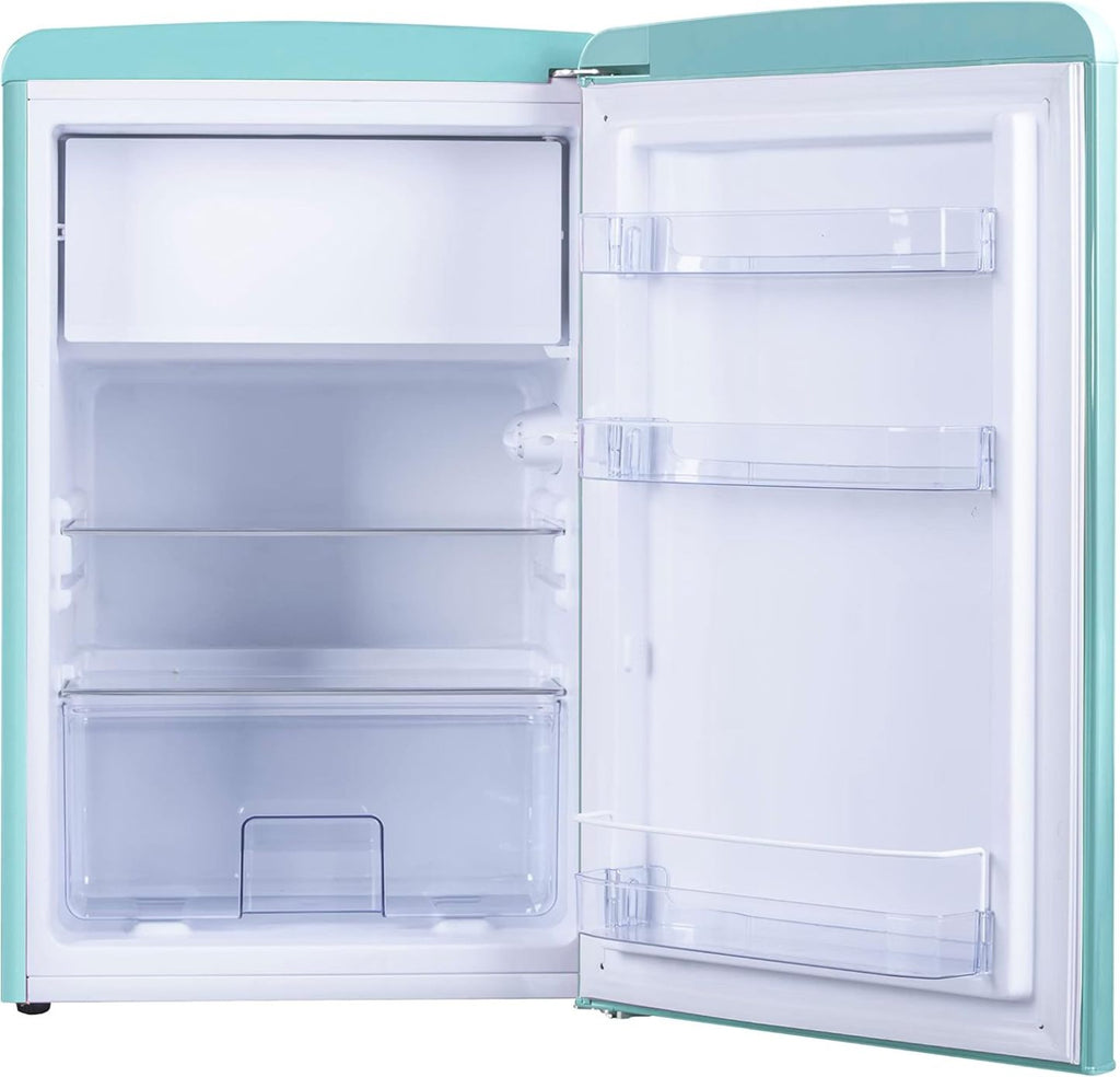 Amica KGC 15632 T Retro Kühl-/Gefrierkombination / Ice Blue (Türkis) / 144cm (H) x 55cm (B) x 62cm (T) / Retro-Design / Kühlschrank mit Gefrierfach