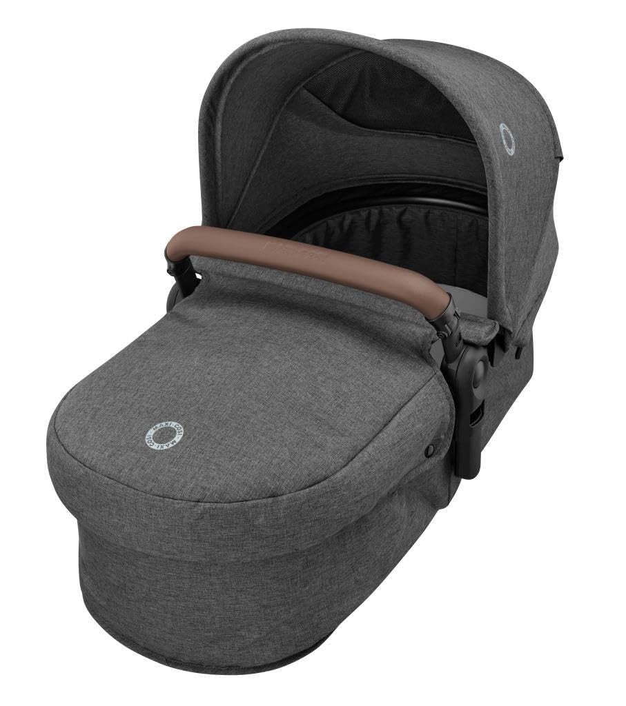 Maxi-Cosi Zelia S Trio Kinderwagen 3 in 1 Komplettset, 0-4 Jahre, bis 22 kg, Zusammenklappbar, Kompakt, Verstellbarer Baby Kinderwagen, mit CabrioFix S i-Size Babyschale, Zubehör, Wickeltasche, Grau