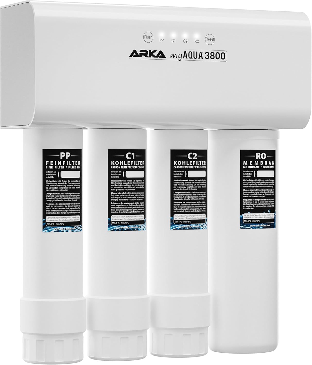 ARKA myAQUA 1900 Umkehrosmoseanlage 1900 L/Tag - Wasserfilter & Enthärtungsanlage, entfernt bis zu 99% Salze, Schadstoffe & Bakterien - Für Aquarien & Haushalt
