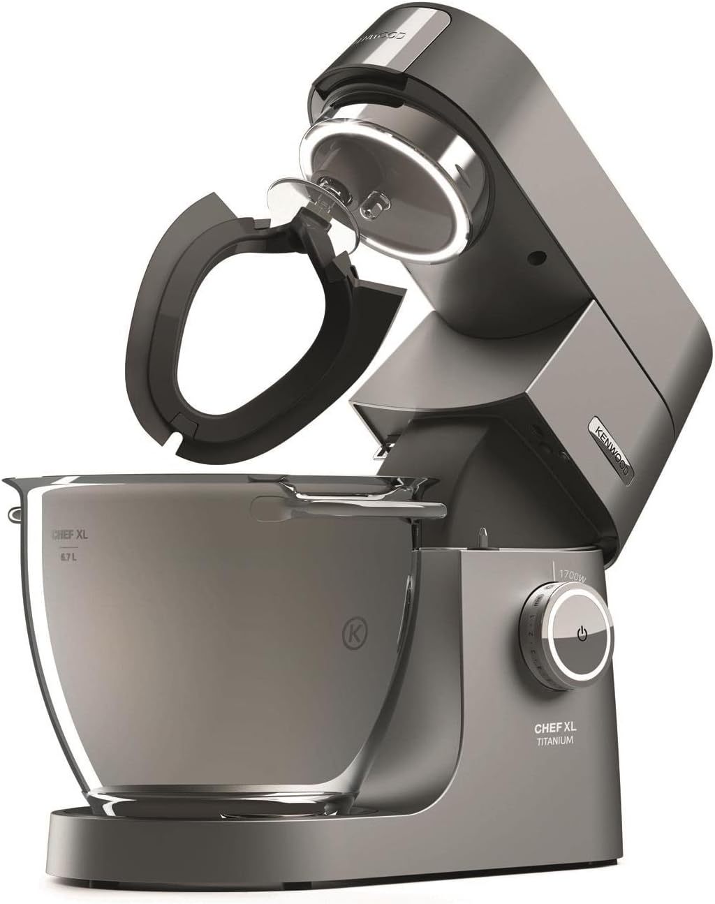 Kenwood Titanium Chef Baker KVL85.424SI Küchenmaschine mit integrierter Waage, inkl. 4-teiligem Patisserie-Set, 7 L und 5L Rührschüssel, stufenloser Geschwindigkeitsregler, 1200 W, Silber