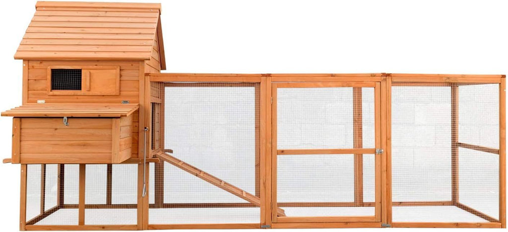 Wiltec Hühnerstall 3100 x 1500 x 1500 mm braun mit Freilauf und Nistkästen aus Holz, Hühnerhaus mit Unterschlupf, Gitter und Kotwanne verzinkt