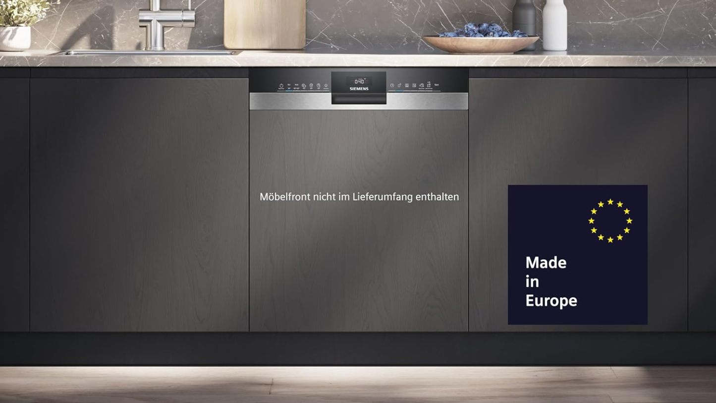 Siemens SN43ES14VE, iQ300 Smarter Geschirrspüler, Unterbau-Spülmaschine mit Besteckschublade, 60 cm, automatische Türöffnung dank autoOpen dry, besonders leise mit iQdrive-Motor, aquaStop, Edelstahl