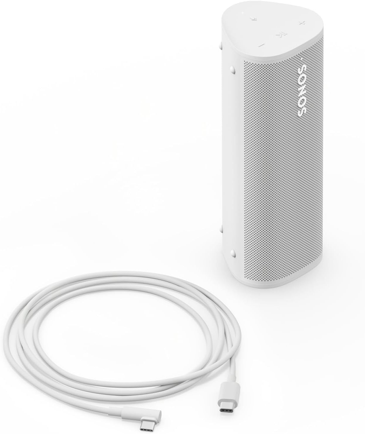 Sonos Roam 2 | Leichter, mobiler und wasserdichter Speaker mit Bluetooth, WLAN, mindestens 10 Stunden Akkulaufzeit und Voice Control für drinnen und draußen - Weiß