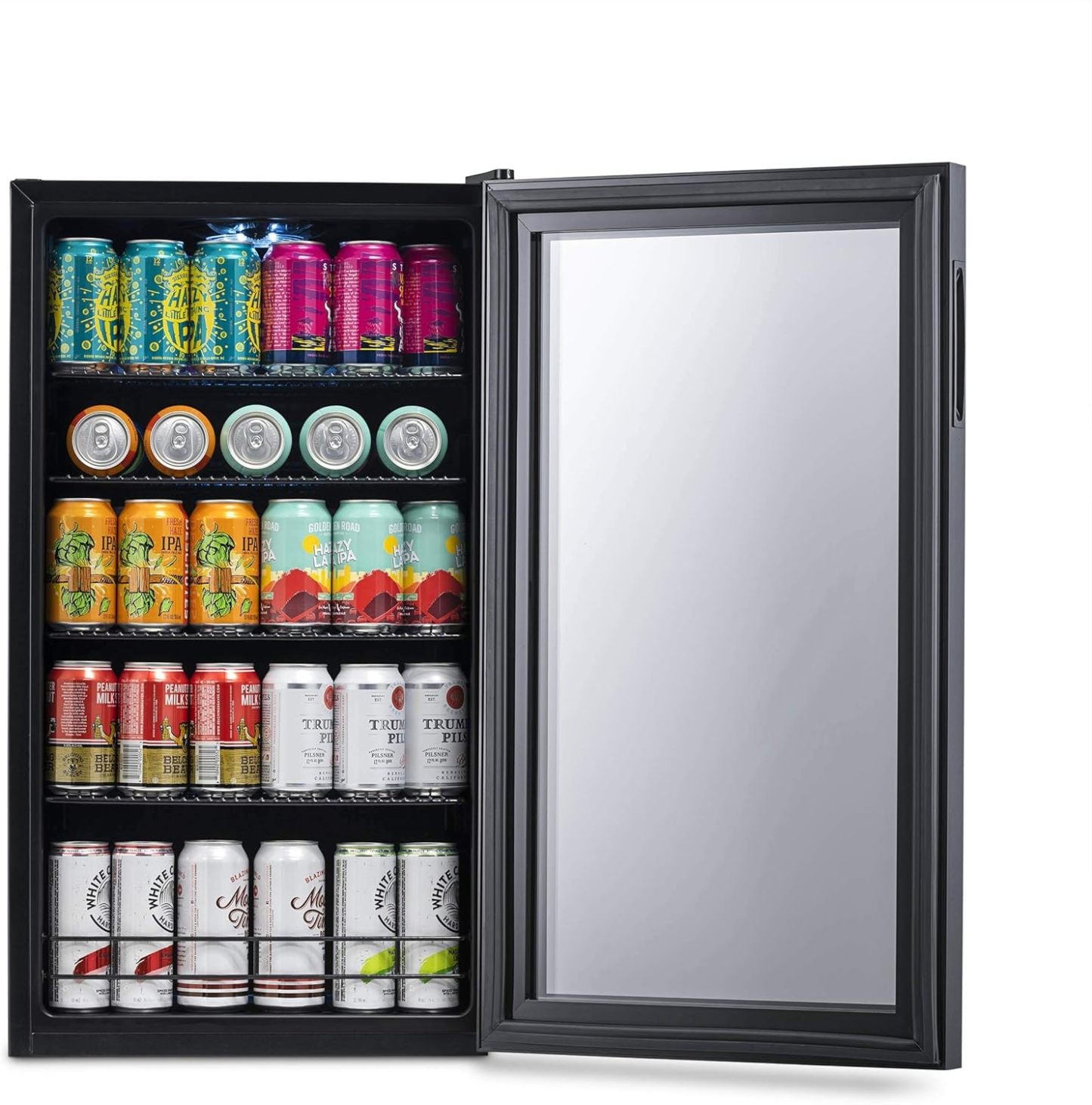 Getränkekühlschrank | Freistehender Kühlschrank für 126 Dosen mit Glastür mit Scharnier rechts | Mini-Getränkekühlschrank, perfekt für Bier, Wein, Limonade und kühlere Getränke