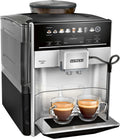 SIEMENS Kaffeevollautomat EQ6 plus s300 TE653501DE, für viele Kaffeespezialitäten, Milch-Aufschäumdüse, Keramikmahlwerk, Doppeltassenfunktion, Antikalk, automatische Dampfreinigung, 1500 W, silber