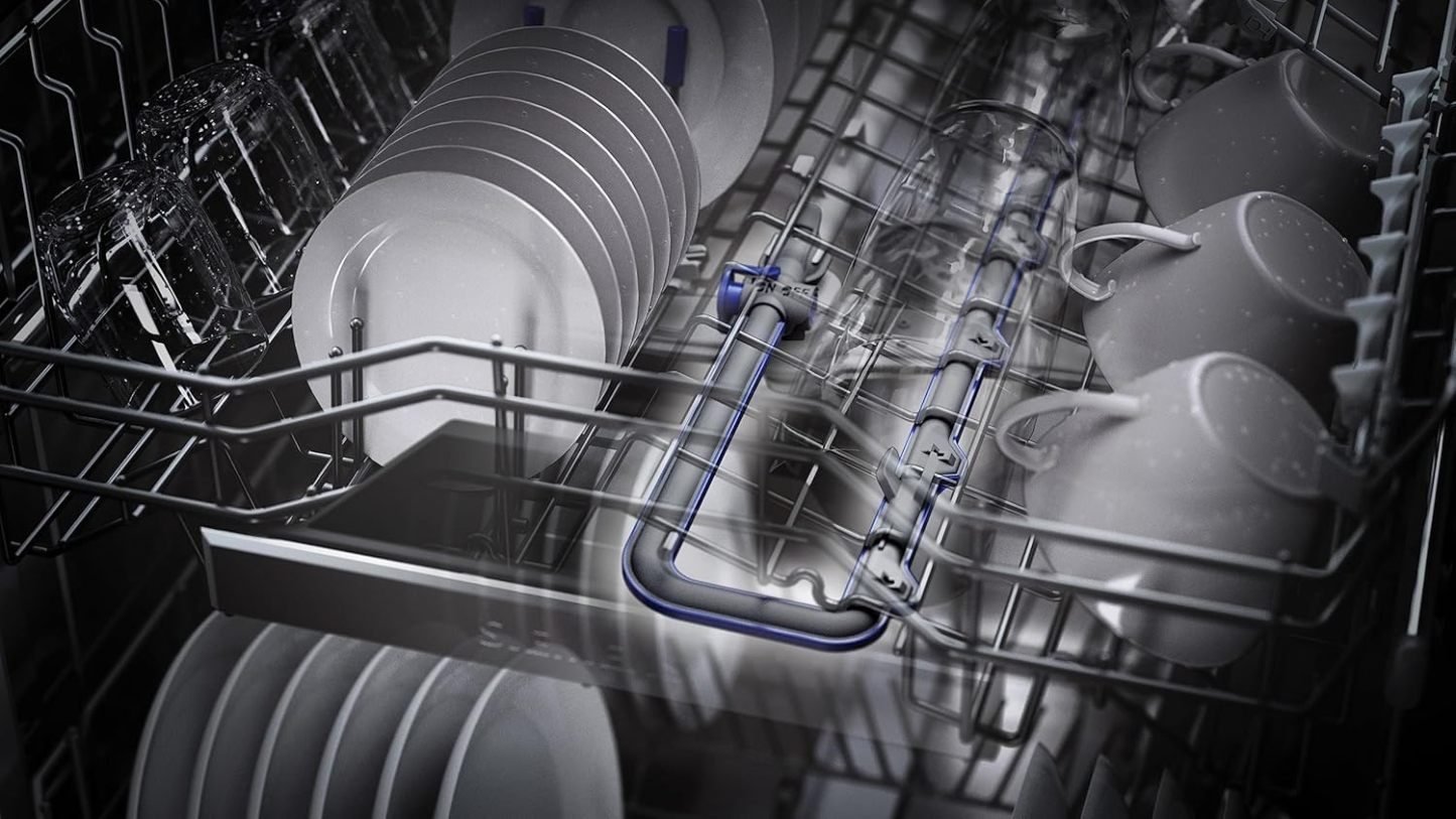 Siemens SN43ES14VE, iQ300 Smarter Geschirrspüler, Unterbau-Spülmaschine mit Besteckschublade, 60 cm, automatische Türöffnung dank autoOpen dry, besonders leise mit iQdrive-Motor, aquaStop, Edelstahl