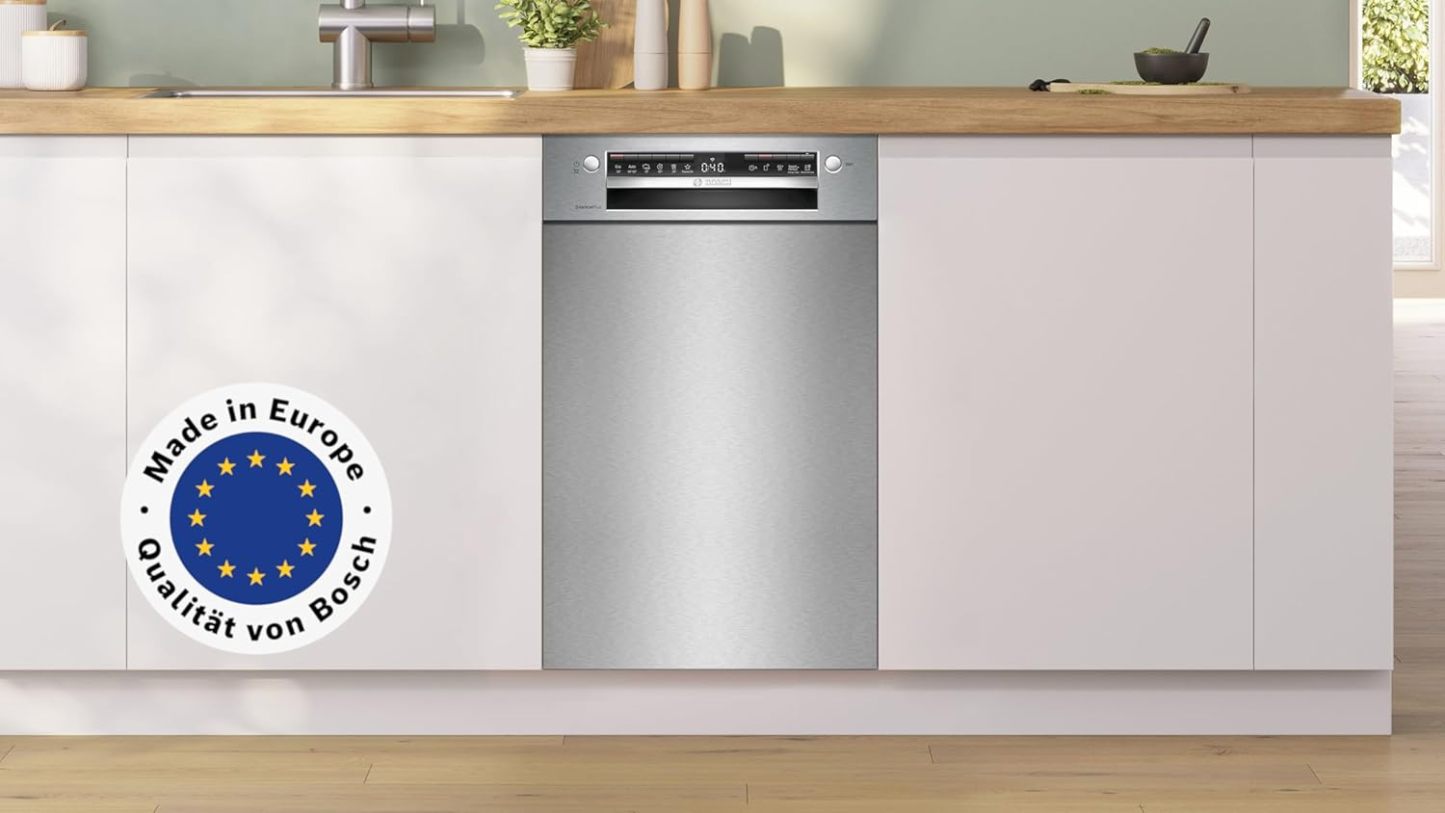 Bosch SPV2IKX10E Serie 2 Smarter Geschirrspüler vollintegriert, 45 cm breit, Besteckkorb, Extra Trocknen auf Knopfdruck, InfoLight roter Lichtpunkt am Boden, AquaStop Schutz gegen Wasserschäden, Weiß