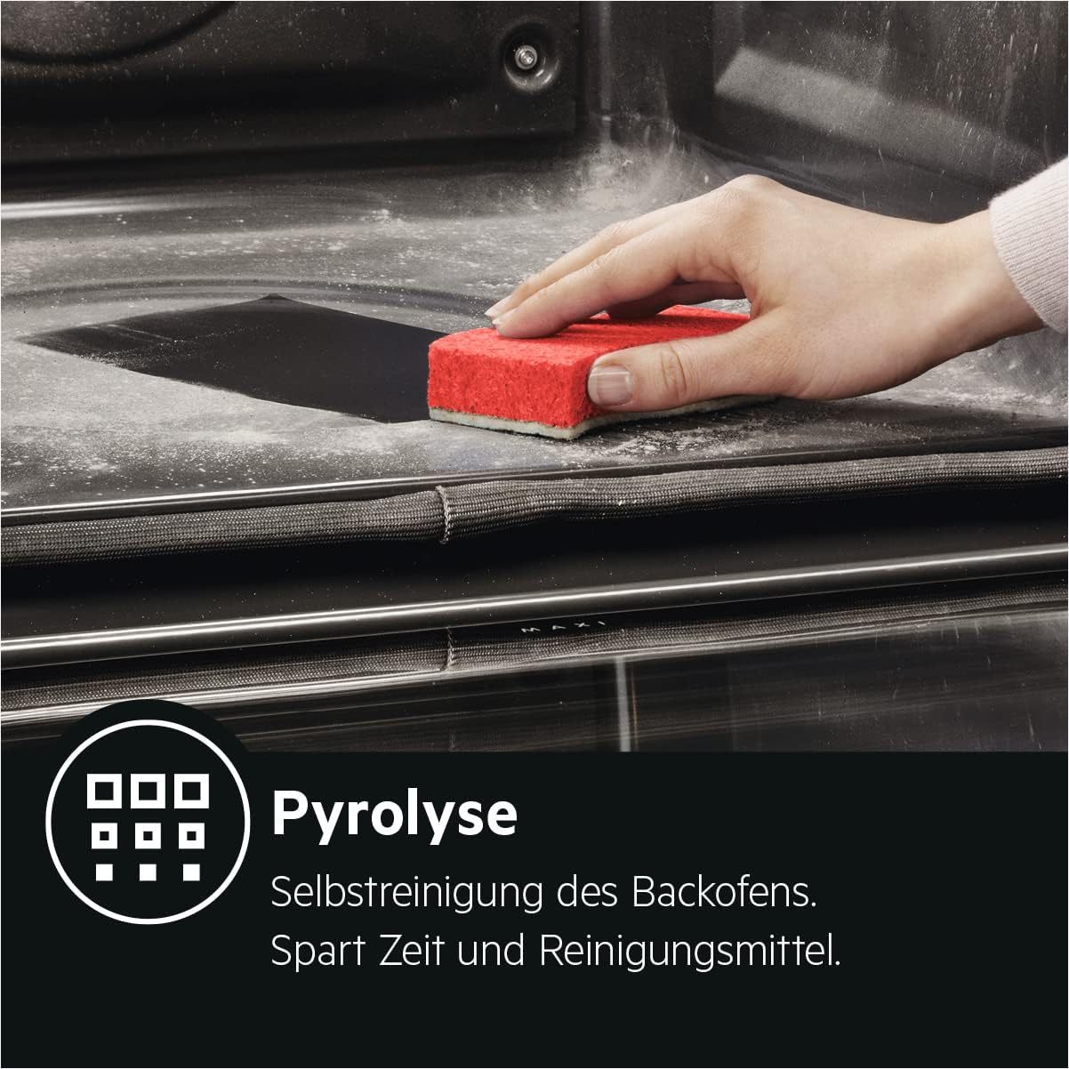 AEG Einbaubackofen – Serie 5 Ringheißluft: Gleichmäßige Garergebnisse auf 3 Ebenen – Pyrolyse Selbstreinigung – 25 Automatikprogramme – LED-Touchdisplay – Schnellaufheizung – Schwarz – BPE53516AB