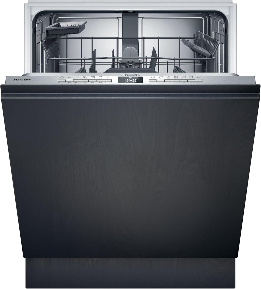 Siemens SN43ES14VE, iQ300 Smarter Geschirrspüler, Unterbau-Spülmaschine mit Besteckschublade, 60 cm, automatische Türöffnung dank autoOpen dry, besonders leise mit iQdrive-Motor, aquaStop, Edelstahl