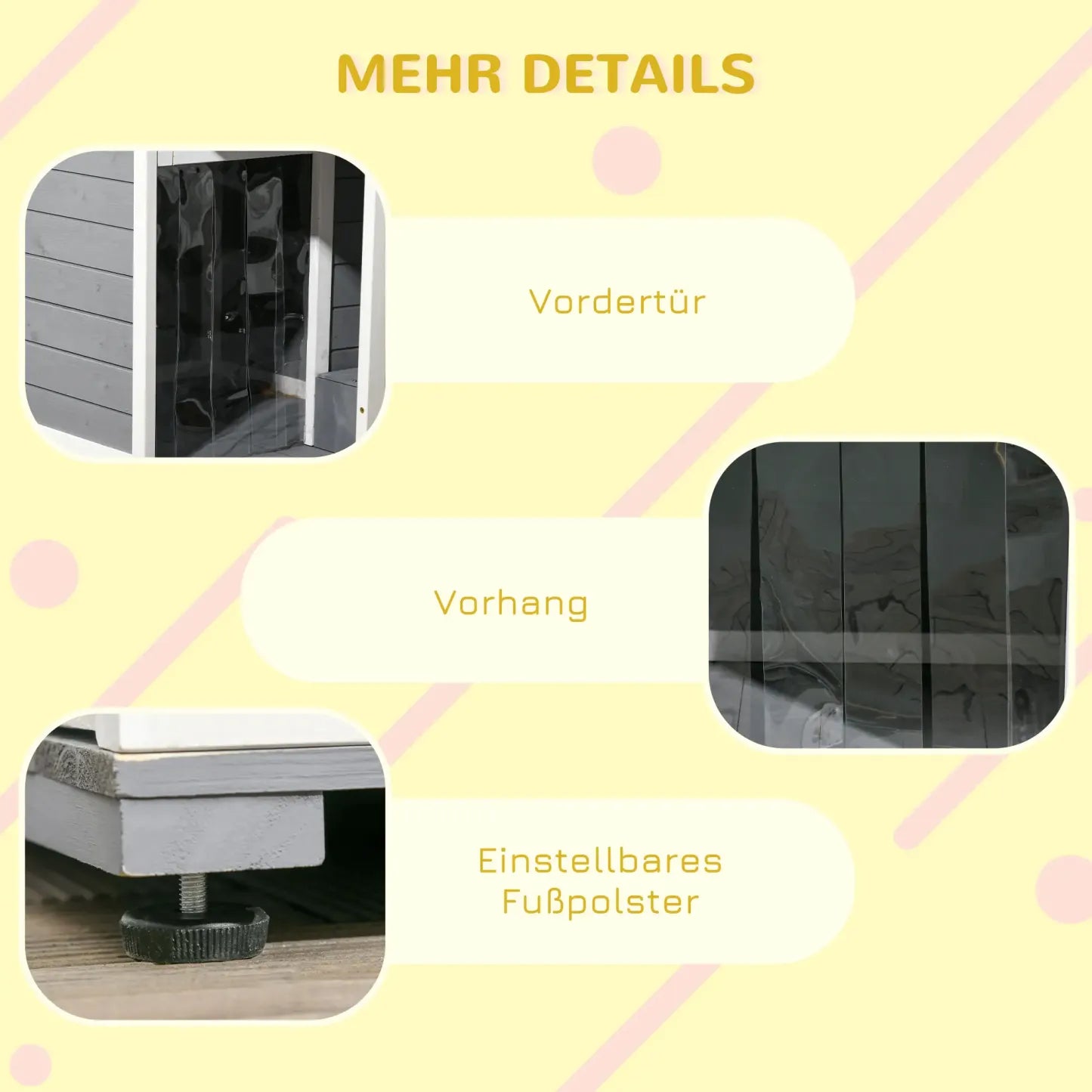 PawHut Hundehütte mit überdachter Veranda und Futternäpfen Outdoor