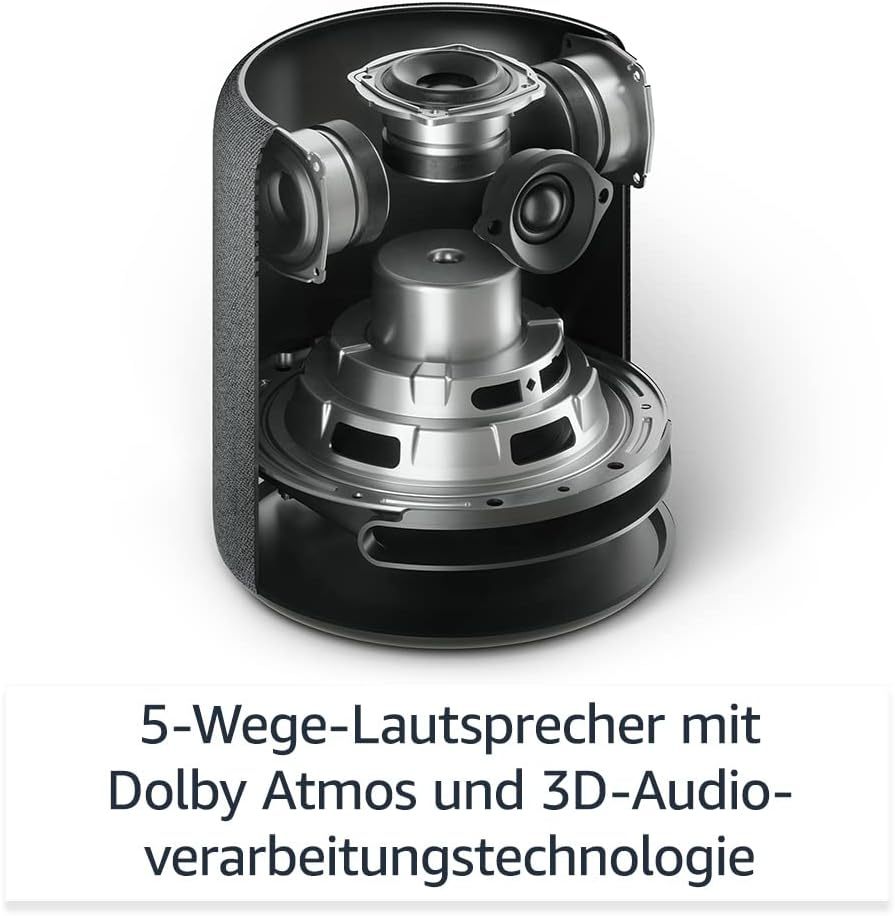 Echo Studio (Neueste Generation) | Der beste Klang, den unsere smarten WLAN- und Bluetooth-Lautsprecher je geboten haben – mit Dolby Atmos, 3D-Audio, Smart-Home-Hub und Alexa | Weiß