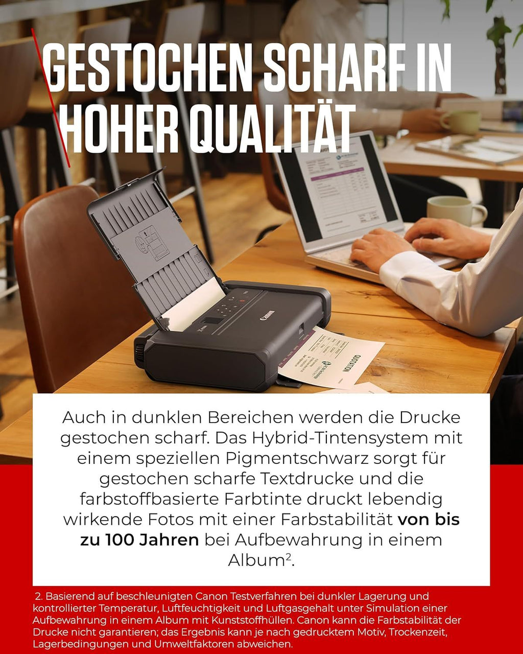 Canon PIXMA TR150 mobiler Drucker mit Akku (WLAN, Cloud, AirPrint, 4.800 DPI x 1.200 DPI, Highspeed USB Typ C, OLED-Display, Tintenstrahldrucker), schwarz