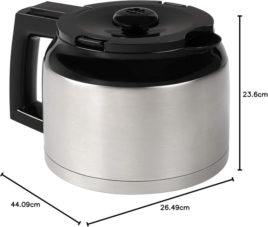 Melitta AromaFresh - Filterkaffeemaschine - mit Glaskanne - integriertes Mahlwerk - Timer Funktion - 10 Tassen - Pure Black