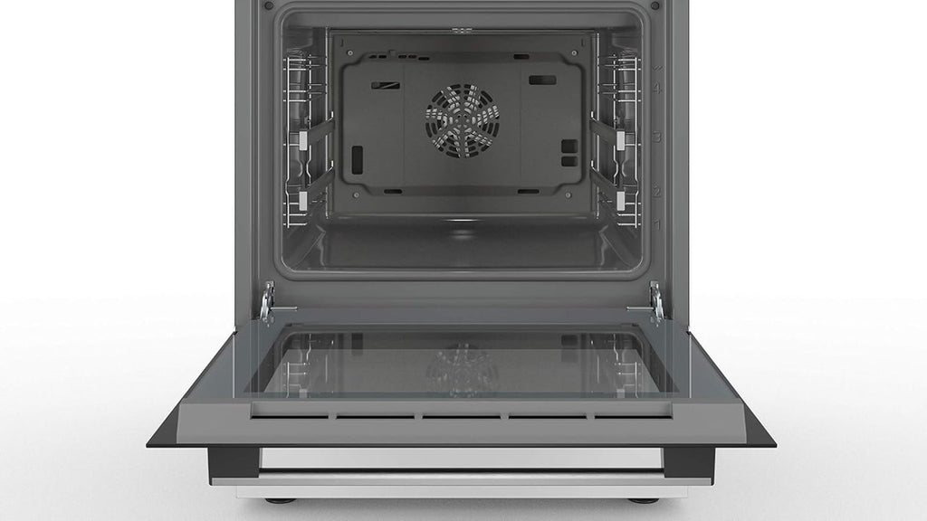 Bosch HKR39C250 Serie 4 Elektro-Standherd, 60 cm breit, EcoClean Direct Reinigungshilfe, 3D Heißluft Backen auf 3 Ebenen, LED-Display-Steuerung, erweiterbare Kochzone für großes Kochgeschirr
