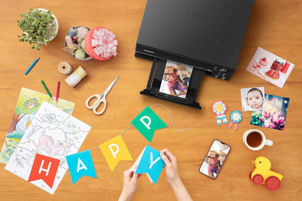 Canon PIXMA TS6350a Drucker Farbtintenstrahl Multifunktionsgerät DIN A4 (Fotodrucker, Scanner, Kopierer, OLED, 4.800x1.200 dpi, USB, WLAN, 5 separate Tinten, Duplexdruck, 2 Papierzuführungen), schwarz