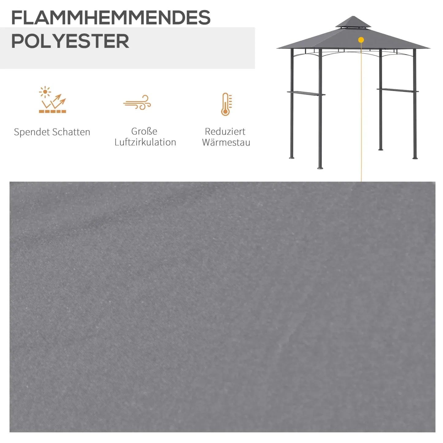 Outsunny Grillpavillon 245x148 cm mit Doppeldach Grau