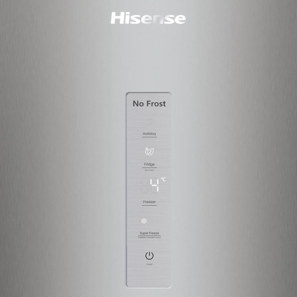 Hisense RB327N4AD2 Kühl-Gefrierkombination/ NoFrostPlus/ Multiflow 360°/ HolidayMode/ FreshZone/ 182,4 cm/ Kühlteil 171 l/ Gefrierteil 85 l/ 41 dB/ 287 kWh/ Jahr/ Edelstahl-Look